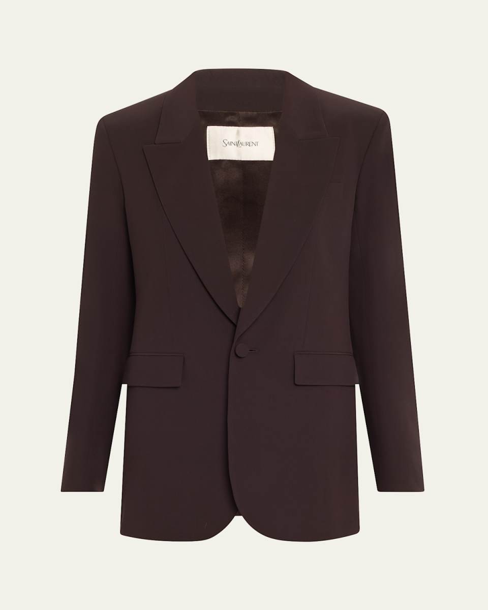 Oversized Single-Breasted Silk Blazer